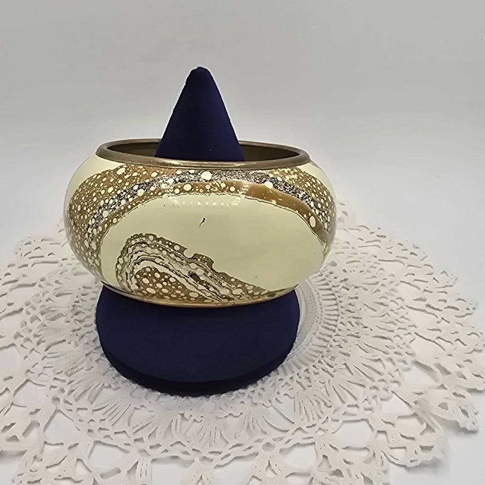 Chunky Brass Enamel Bangle Cuff Bracelet 8